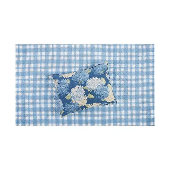 Martha Stewart Standard Pillow Sham Blue Hydrangea Floral Reversible Check, 1 pc - Picture 2 of 5